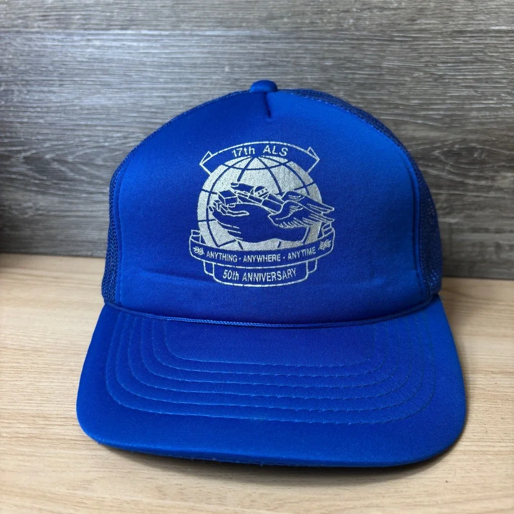 Vintage‎ ALS Hat Cap Snap Back Blue Blue Trucker Adjustable